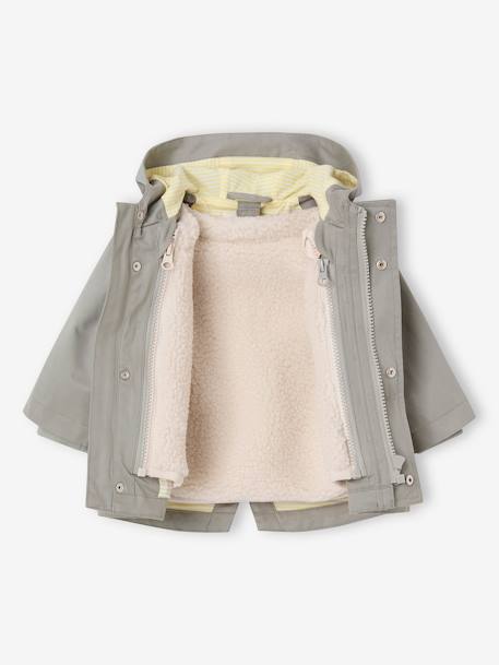 Parka 3 en 1 mi-saison bébé avec gilet sans manches en sherpa amovible vert sauge - vertbaudet enfant 