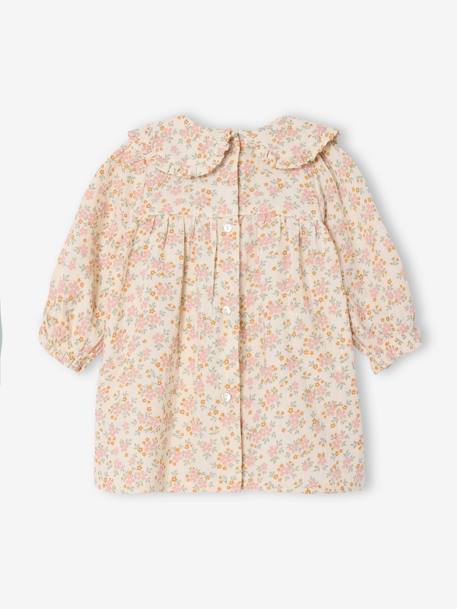 Bloemenjurk voor baby's in katoenen gaas vanille - vertbaudet enfant 