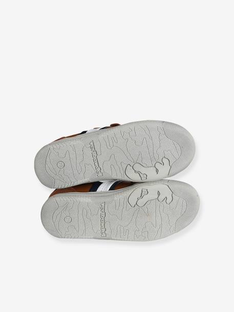 Tennisschoenen met klittenband voor jongens BLEU FONCE UNI AVEC DECOR+bruin - vertbaudet enfant 