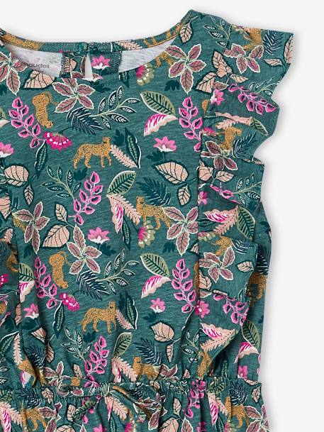 Robe fille imprimée manches volantées blanc imprimé+rose pâle+vert émeraude - vertbaudet enfant 