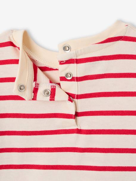 T-shirt bébé rayé pressionné dos rayé vert+rouge - vertbaudet enfant 