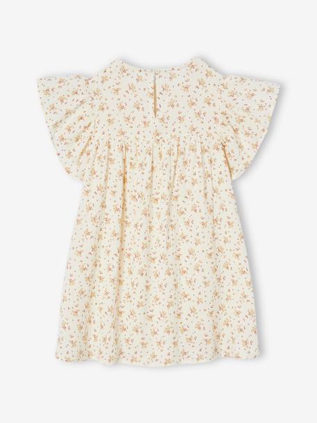 Robe fille en gaze de coton imprimée beige+beige imprimé+rose pâle+vanille - vertbaudet enfant 