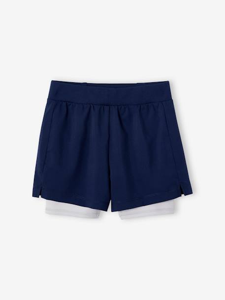 Short fille sport 2 en 1 matière technique corail+marine - vertbaudet enfant 