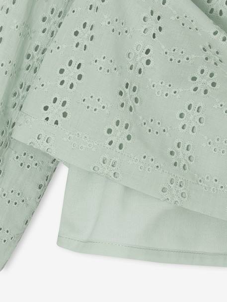 Blouse met ruches van Engels borduurwerk meisje saliegroen - vertbaudet enfant 