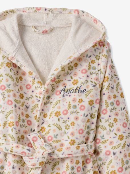 Peignoir de bain enfant personnalisable, avec coton recyclé blanc imprimé - vertbaudet enfant 