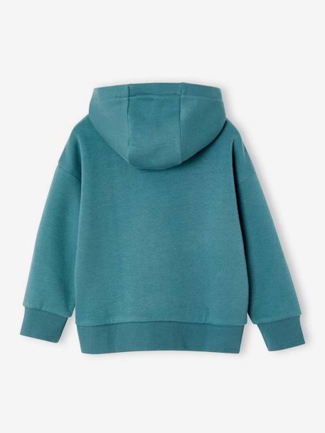 Sweat garçon à capuche motif poitrine bleu pétrole+vert sauge - vertbaudet enfant 