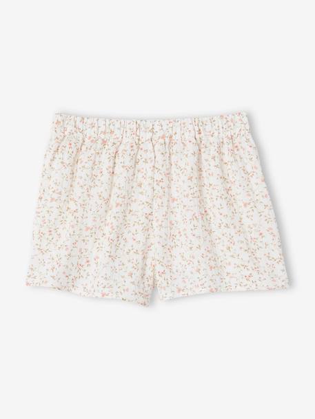 Jupe-short à fleurs cérémonie fille rose imprimé - vertbaudet enfant 