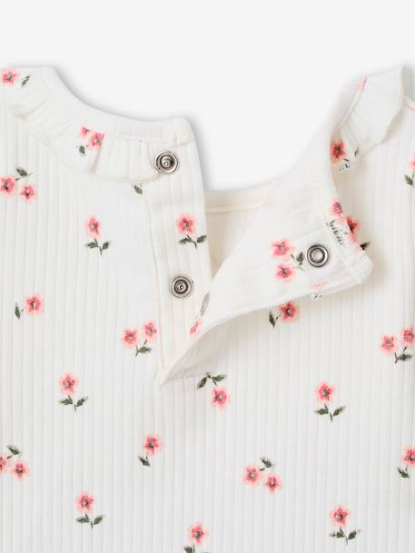 T-shirt bébé en maille côtelée manches longues bleu ciel+rose pâle - vertbaudet enfant 