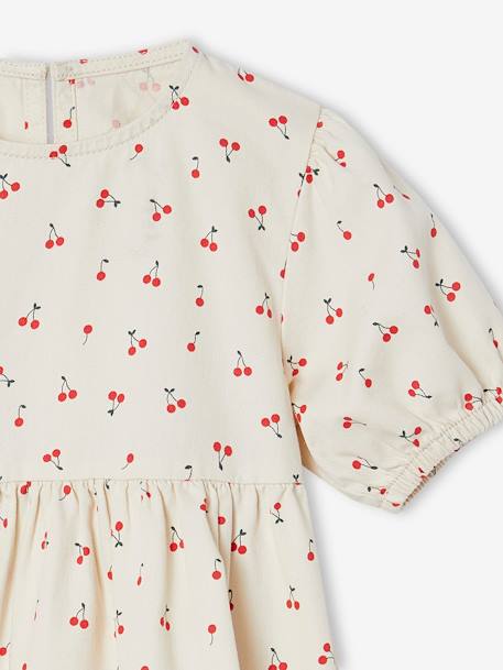 Robe fille manches ballon denim brut+rose+stone+vanille - vertbaudet enfant 