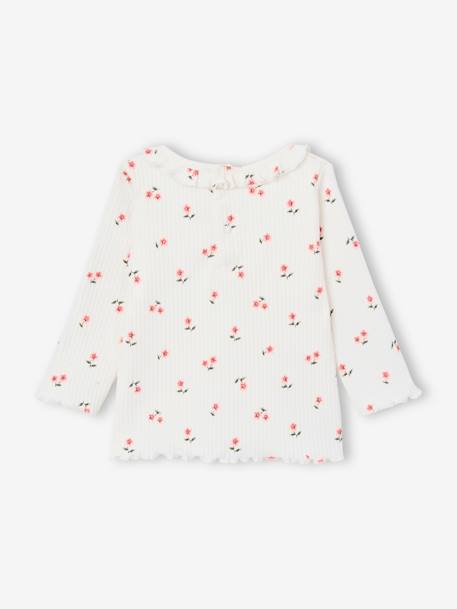 Babyshirt van ribtricot met lange mouwen hemelsblauw+lichtroze - vertbaudet enfant 