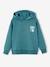 Sweater met capuchon en motief op de borst Basics jongens petrolblauw+saliegroen - vertbaudet enfant 