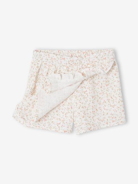 Jupe-short à fleurs cérémonie fille rose imprimé - vertbaudet enfant 