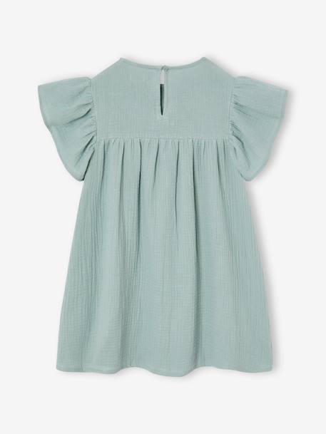 Robe fille en gaze de coton imprimée vert sauge - vertbaudet enfant 