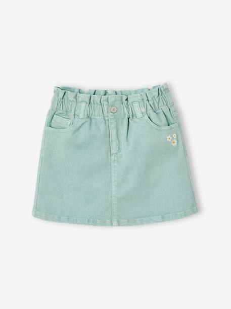 Gekleurd rokje in paperbag-stijl, gemakkelijk aan te trekken beige+grijsblauw+snoepjesroze - vertbaudet enfant 