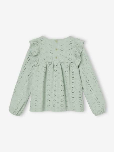 Blouse met ruches van Engels borduurwerk meisje saliegroen - vertbaudet enfant 