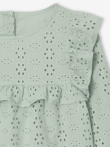 Blouse met ruches van Engels borduurwerk meisje saliegroen - vertbaudet enfant 