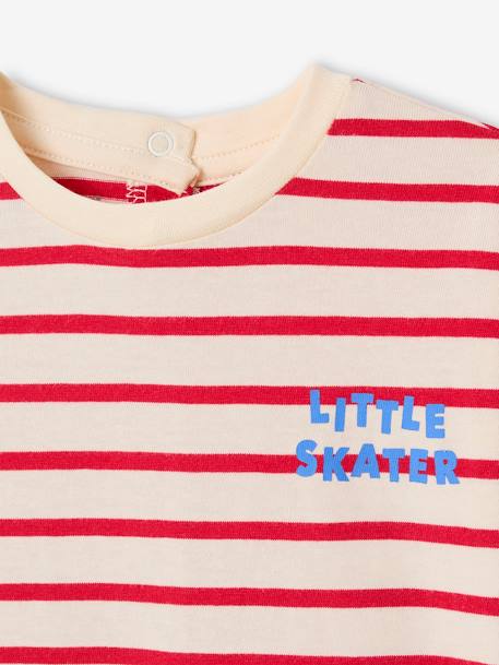T-shirt bébé rayé pressionné dos rayé vert+rouge - vertbaudet enfant 
