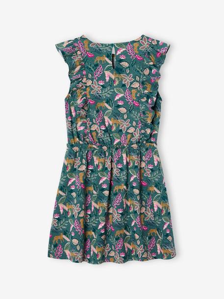 Robe fille imprimée manches volantées blanc imprimé+rose pâle+vert émeraude - vertbaudet enfant 