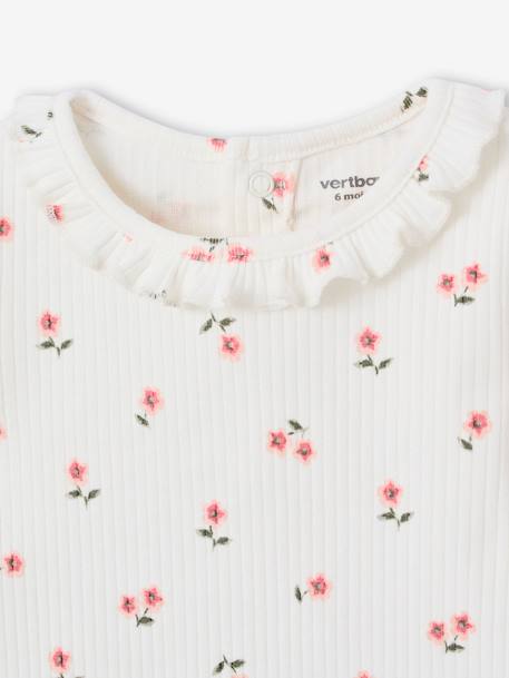 Babyshirt van ribtricot met lange mouwen hemelsblauw+lichtroze - vertbaudet enfant 