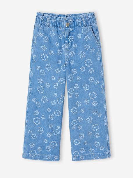 Pantalon fille large motifs fantaisie bleu foncé+bleu moyen+denim gris - vertbaudet enfant 