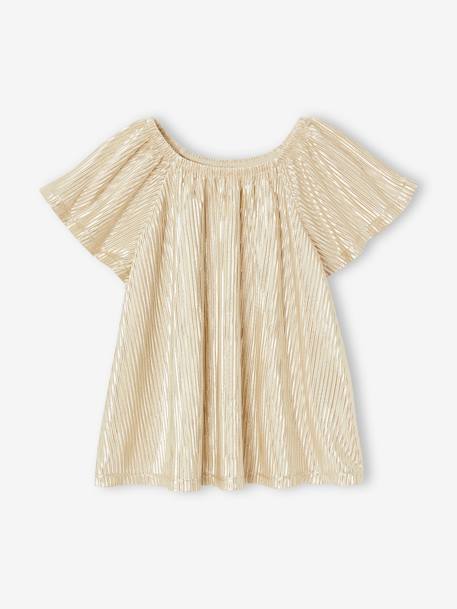 Blouse cérémonie en lamé effet plissé fille manches papillon or - vertbaudet enfant 