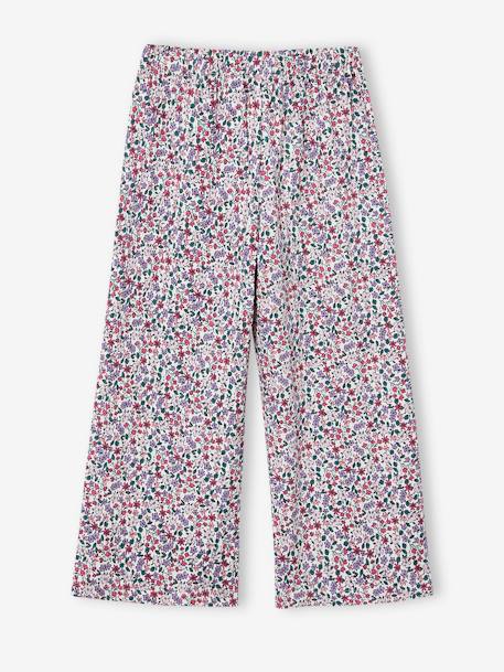 Pantalon fille legging large écru+vert sauge - vertbaudet enfant 