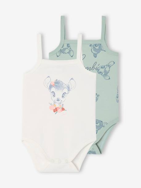 Set van 2 babyrompertjes met dunne schouderbandjes DISNEY® Bambi mintgroen - vertbaudet enfant 