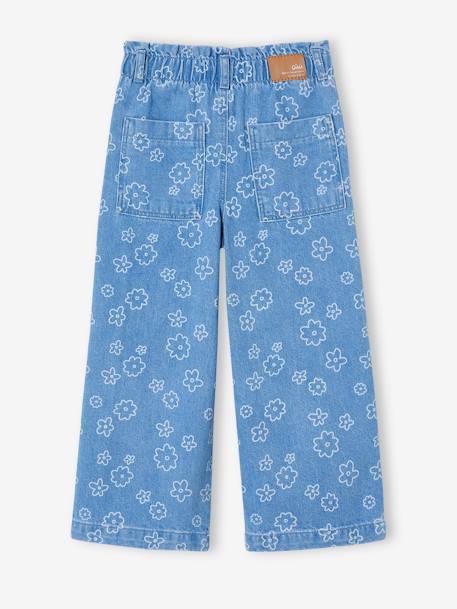 Pantalon fille large motifs fantaisie bleu foncé+bleu moyen+denim gris - vertbaudet enfant 