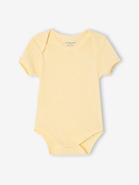 Set van 2 rompertjes voor pasgeborene met korte mouwen van pointelle breisel lichtgeel - vertbaudet enfant 