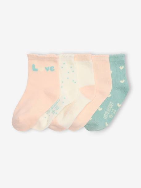 Lot de 5 paires de chaussettes 'love' bébé écru - vertbaudet enfant 