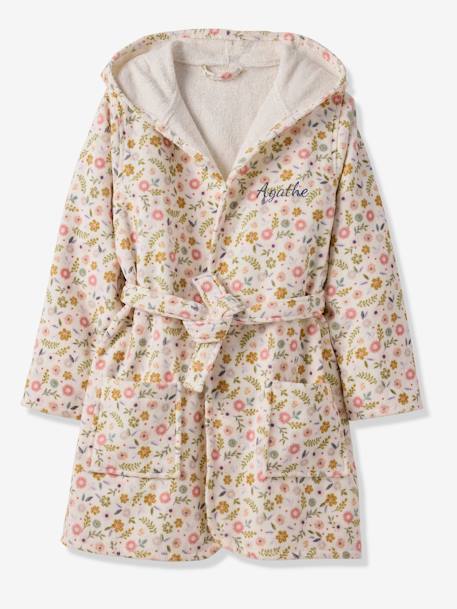 Peignoir de bain enfant personnalisable, avec coton recyclé blanc imprimé - vertbaudet enfant 