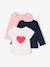Lot de 3 t-shirts bébé fille manches longues écru+rayé rouge - vertbaudet enfant 
