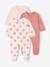 Lot de 3 pyjamas bébé en jersey ouverture zippée BASICS bleu chambray+blush+cappuccino - vertbaudet enfant 