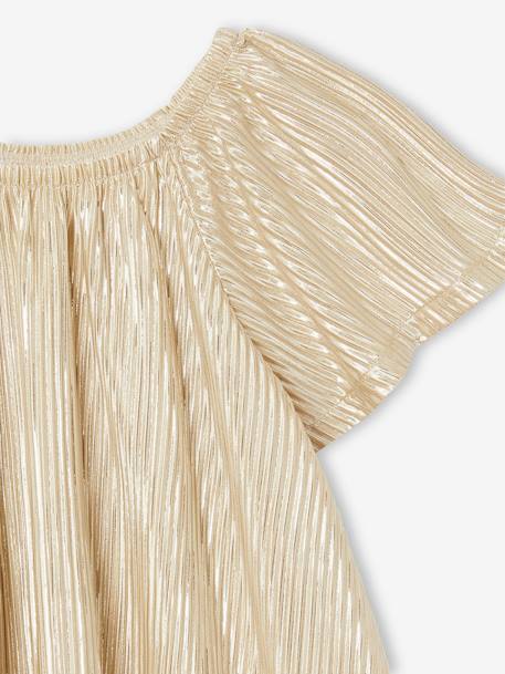 Blouse cérémonie en lamé effet plissé fille manches papillon or - vertbaudet enfant 