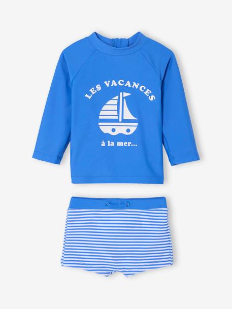 Badpak baby T-shirt anti-UV + shorty blauw - vertbaudet enfant 