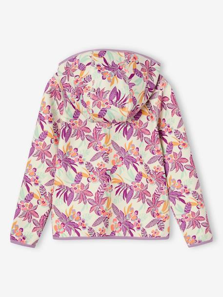 Sweat sport zippé matière technique fille motifs fleurs anthracite+écru+vert imprimé - vertbaudet enfant 