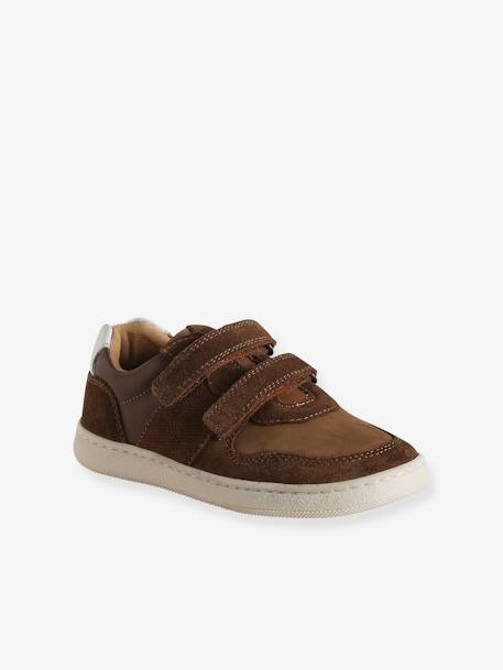 Leren kindersneakers met klittenband bruin - vertbaudet enfant 