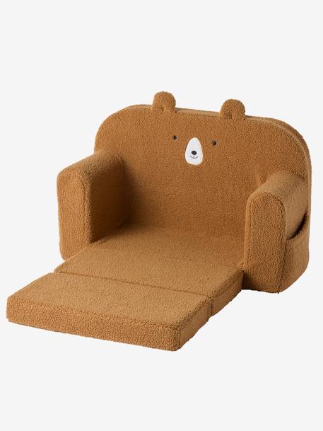 Canapé convertible en mousse et sherpa OURSON camel - vertbaudet enfant 