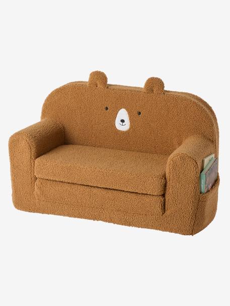 Canapé convertible en mousse et sherpa OURSON camel - vertbaudet enfant 