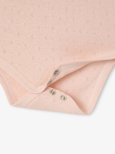 Lot de 2 bodies bébé manches longues en maille pointelle rose pâle - vertbaudet enfant 