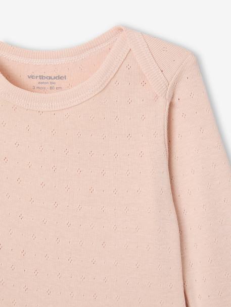 Lot de 2 bodies bébé manches longues en maille pointelle rose pâle - vertbaudet enfant 
