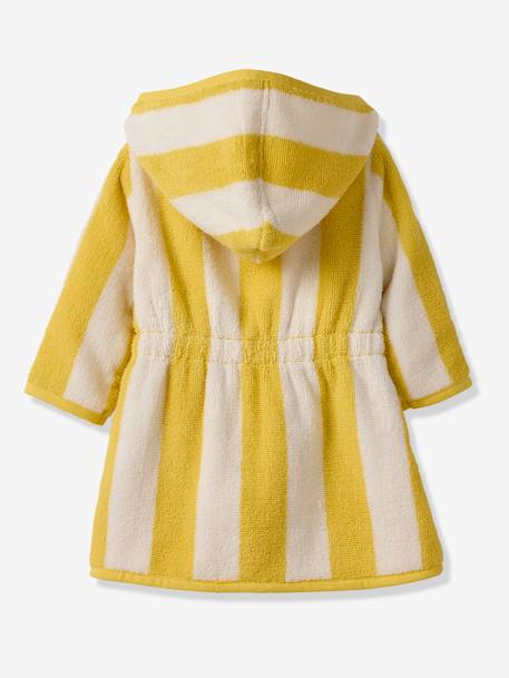 Badjas voor baby's met strepen TRANSAT capsule familie, te personaliseren, met gerecycled katoen geel, gestreept+groen, gestreept+paars, gestreept - vertbaudet enfant 