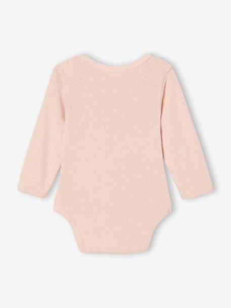 Lot de 2 bodies bébé manches longues en maille pointelle rose pâle - vertbaudet enfant 