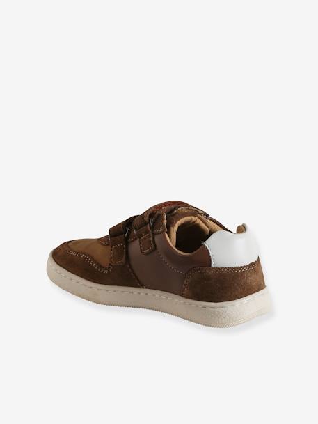 Leren kindersneakers met klittenband bruin - vertbaudet enfant 