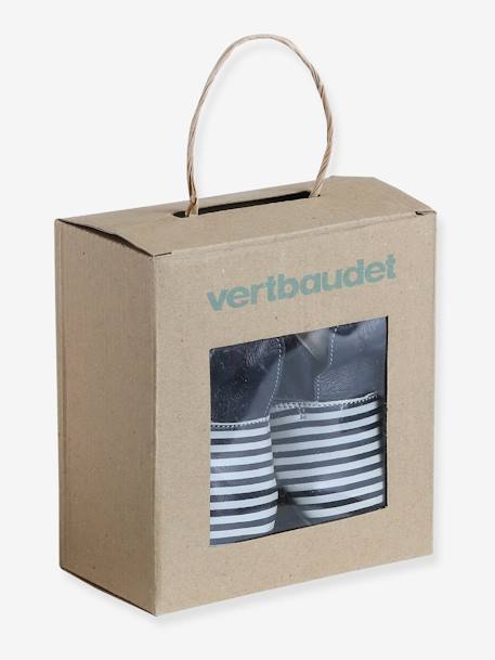 Tweekleurige elastische babyschoentjes van zacht leer blauw, gestreept - vertbaudet enfant 