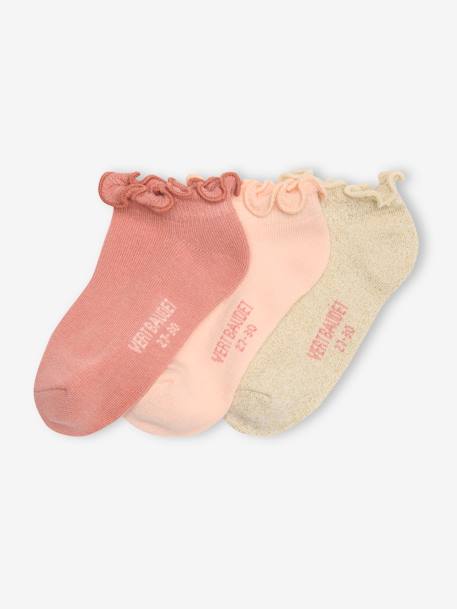 Lot de 3 paires de socquettes volantées fille rose pâle - vertbaudet enfant 