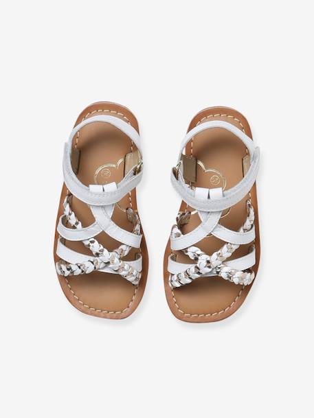Sandalen met klittenband van leer voor kinderen, kleuterschoolcollectie VERTBAUDET wit - vertbaudet enfant 