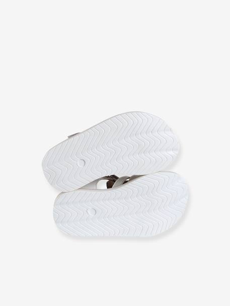 Sandales scratchées cuir bébé bout fermé blanc+lot rose - vertbaudet enfant 