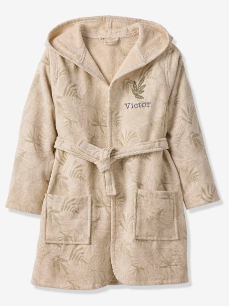 Peignoir de bain enfant personnalisable GREEN JUNGLE, avec coton recyclé vert imprimé - vertbaudet enfant 