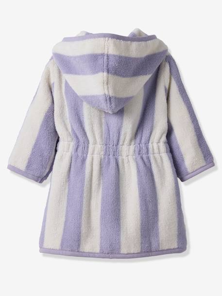 Badjas voor baby's met strepen TRANSAT capsule familie, te personaliseren, met gerecycled katoen geel, gestreept+groen, gestreept+paars, gestreept - vertbaudet enfant 